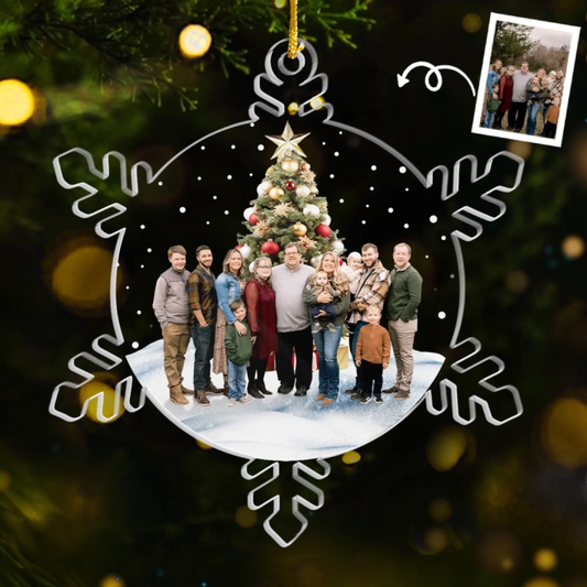 Adorno Navideño Personalizado en Forma de Copo de Nieve – Tu Familia en un Recuerdo Mágico para Siempre